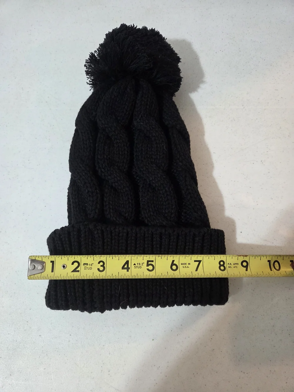 NEW Adult Unisex Black Pom Pom Cable Knit Beanie with Sekr Label